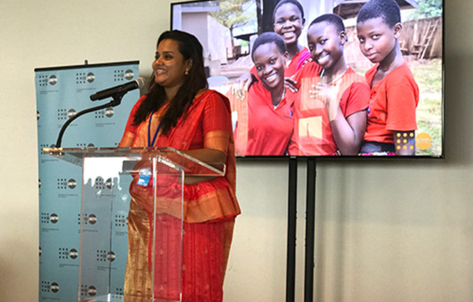 Jayathma Wickramanayake, the UN Secretary-General’s Envoy on Youth, urged leaders to engage young people as partners in development. © UNFPA/Eddie Wright