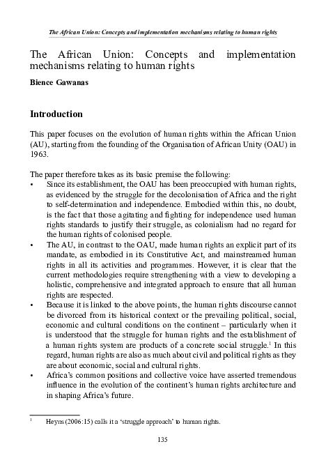 The African Union: Concepts and implementation mechanisms relating to human rights